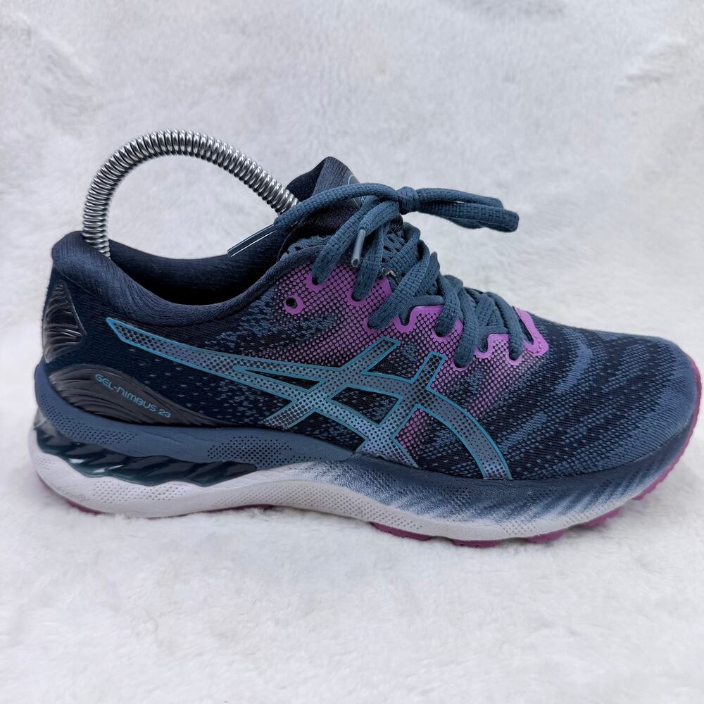 ASICS Gel-Nimbus 23 Womens Running Shoes Blue Purple Size 7.5 Athletic Sneakers
